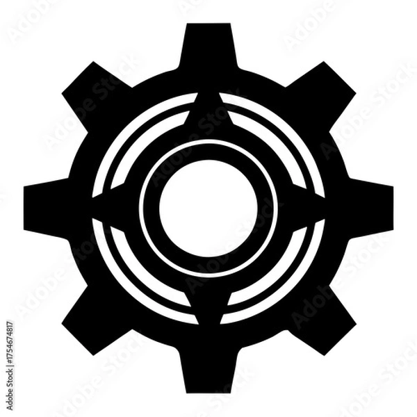 Obraz Gear Icon Vector | Flat Mechanical Gear Symbol Design for Industry and Engineering