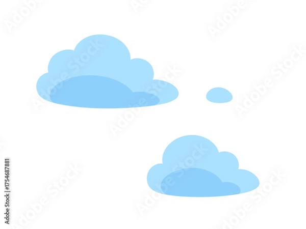 Obraz シンプルで丸みのあるかわいい雲のイラスト
