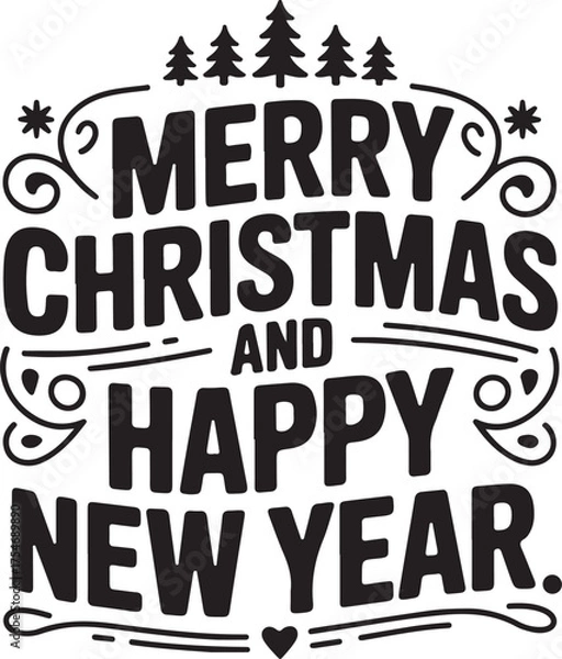 Fototapeta Merry Christmas and Happy New Year Celebration Wishes Graphic Design