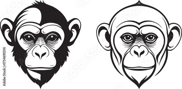 Obraz Stylish monkey face t-shirt design