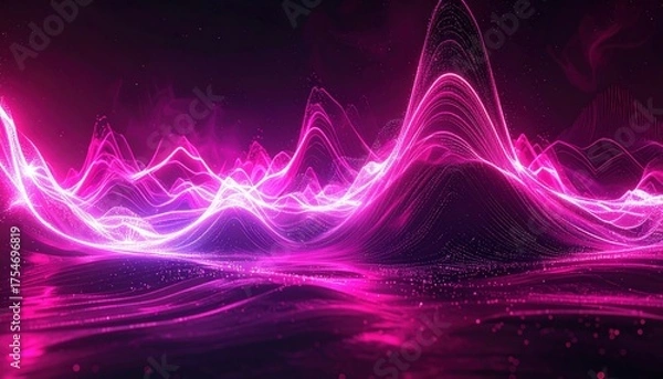 Fototapeta A red heart monitor sound wave graph illustrates a digital beat frequency chart design