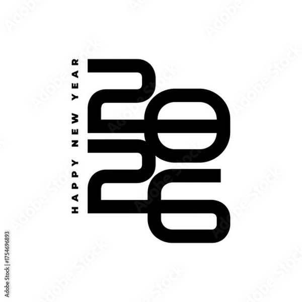 Fototapeta 2026 New Year Typography Design Illustration. 2026 Greeting Card Design for New Year Celebration.