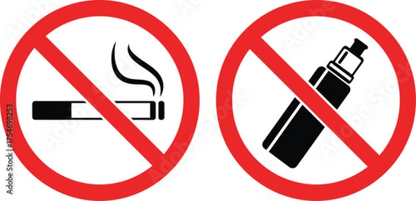 Fototapeta No smoking no vaping prohibition signs vector illustration icon eps scalable