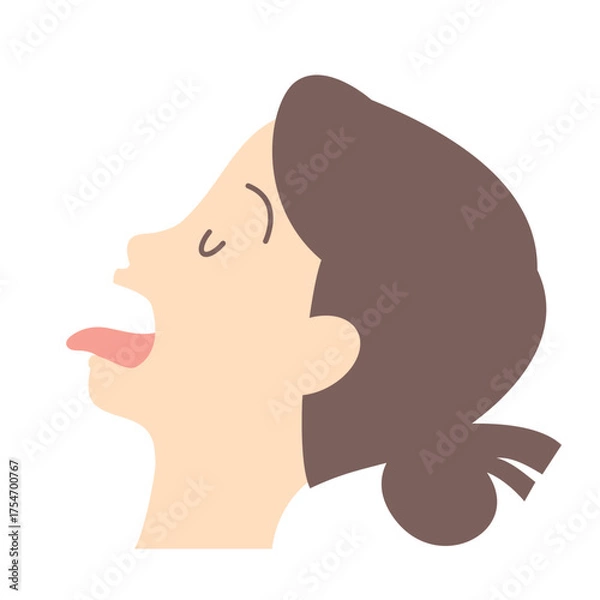 Obraz 口を開け舌を出す女性の横顔