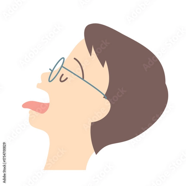 Obraz 口を開け舌を出す男性の横顔