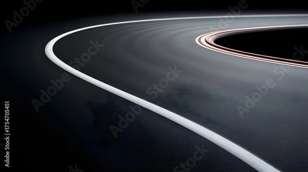 Obraz Smooth Curved Road in Dark Background with Light Trails