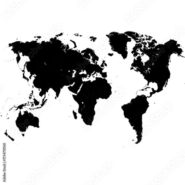 Obraz Simple black and white world map