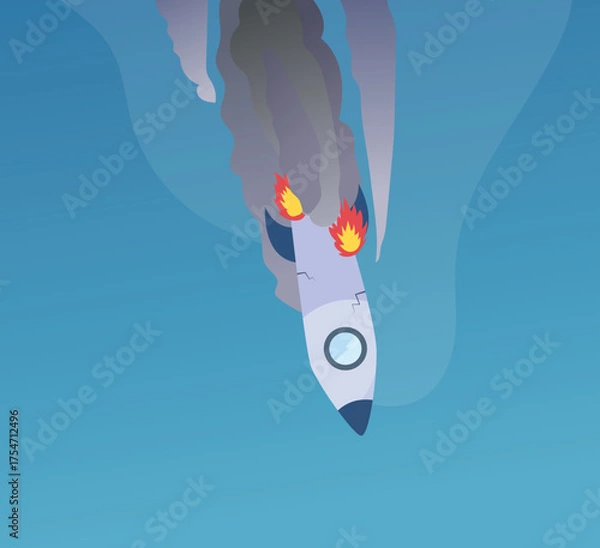 Obraz Crashing Rocket Fall from the Sky 