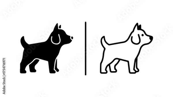 Fototapeta Dog icons with outline and solid fill with transparent background