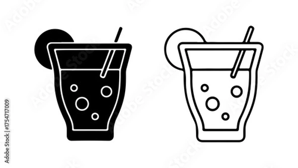 Fototapeta Cocktail glass with lime and straw with transparent background