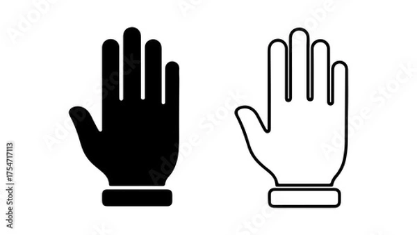 Fototapeta Hand icons with outline and solid fill with transparent background