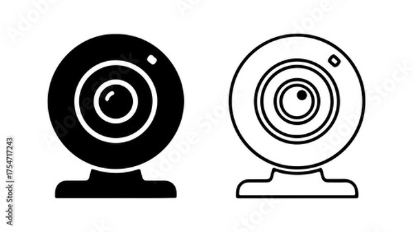 Fototapeta Webcam icons with outline and solid fill with transparent background