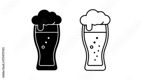 Fototapeta Beer glasses with foam with transparent background