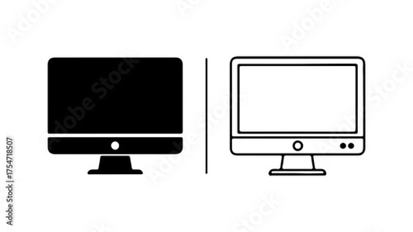 Fototapeta Computer monitors with outline and solid fill with transparent background