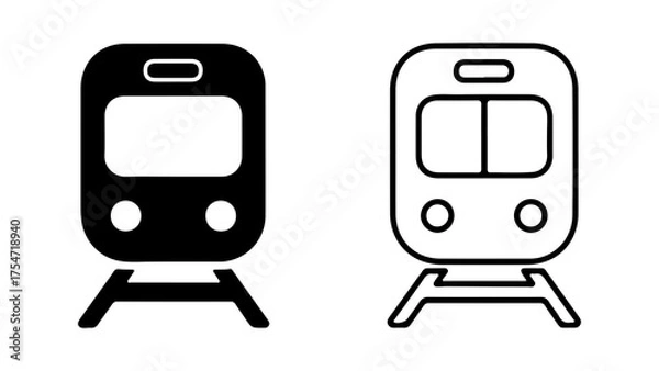 Fototapeta Subway train icons with transparent background