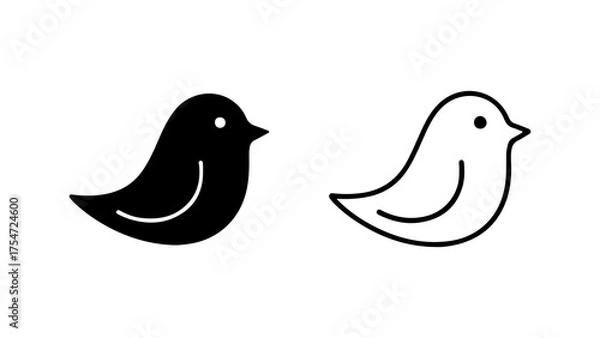 Fototapeta Simple bird icons with transparent background