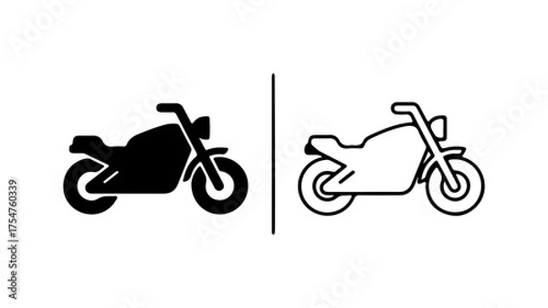 Obraz Motorcycle outline and solid shapes with transparent background