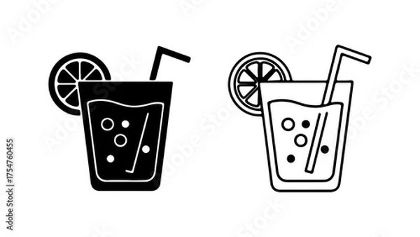 Obraz Lemonade drink with slice and straw with transparent background