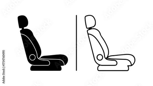 Obraz Car seats outline and solid with transparent background
