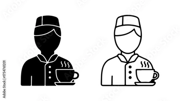 Obraz Waiter serving coffee with transparent background