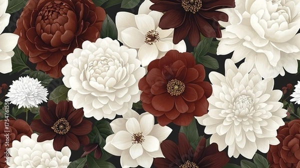 Obraz Peony Chrysanthemum Floral Close-up in Pink Orange Tones Elegant Background
