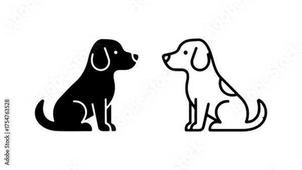 Fototapeta Two dog silhouettes with transparent background