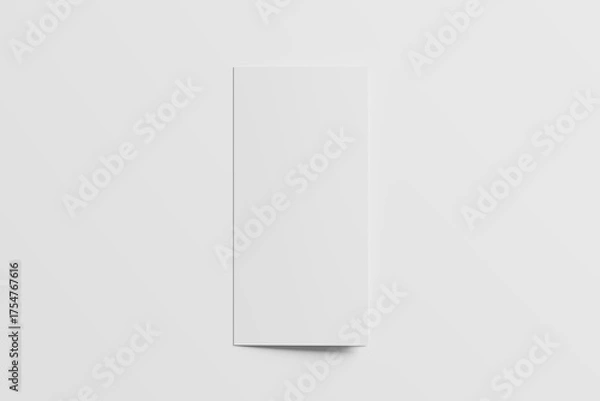 Fototapeta A4 Trifold Brochure White Blank 3D Rendering Mockup