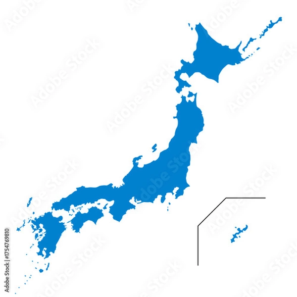 Obraz シンプルな日本地図のイラストイメージ ブルー