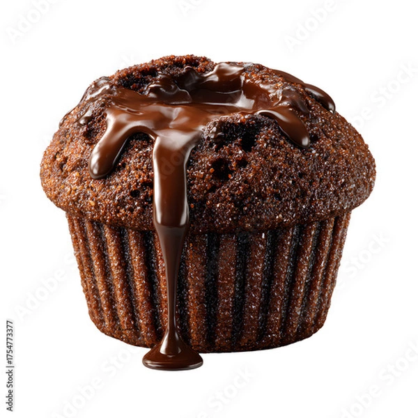 Obraz Dark Chocolate Lava Muffin Dripping Glaze Isolated