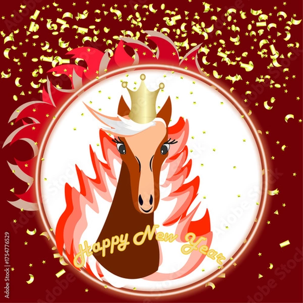 Obraz  A fiery horse in a fiery frame