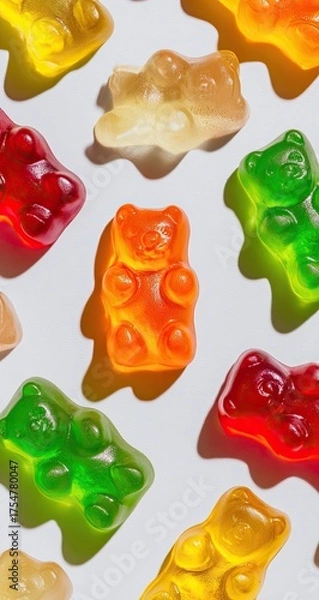 Fototapeta Assorted gummy bears in a colorful candy arrangement