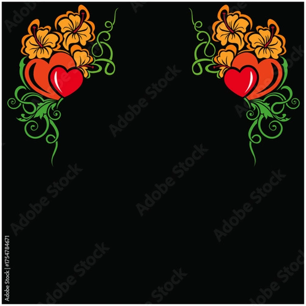 Fototapeta Ornamental Floral Design A classic black and white floral design element featuring elegant, curved leaves and intricate detailing. Perfect for use in decorative borders, logos