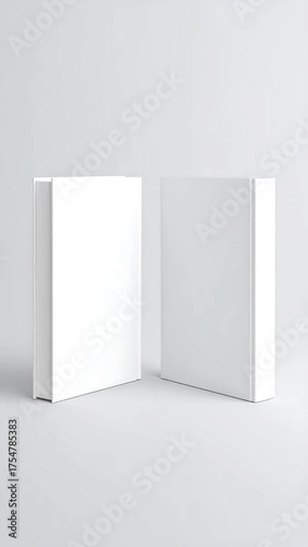 Fototapeta Two blank white books on a light gray background