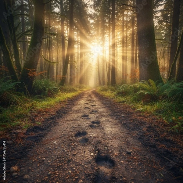 Obraz footprints road in the forest