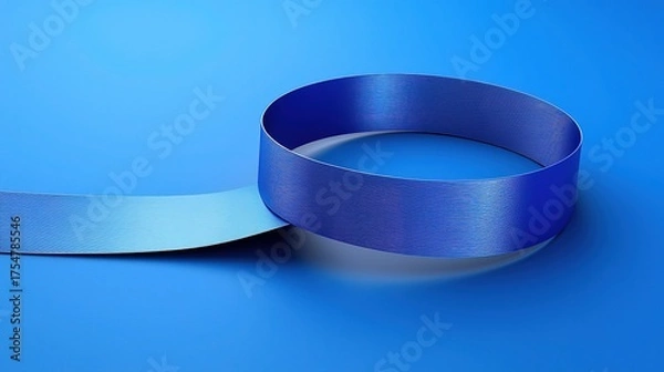 Obraz 3D render of abstract background with blue paper curves, close - up, low - angle view, minimal concept
