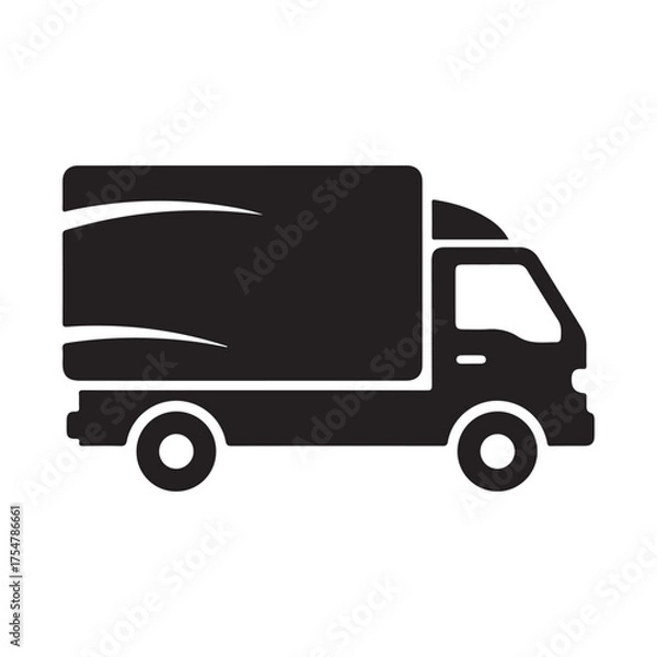 Fototapeta Modern delivery truck icon with wheels and cargo box symbolizing logistics and transportation services for businesses