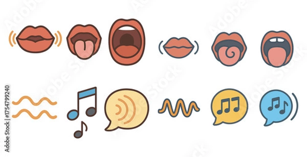 Fototapeta Communication line icons set – outline, speech, conversation, and language symbols