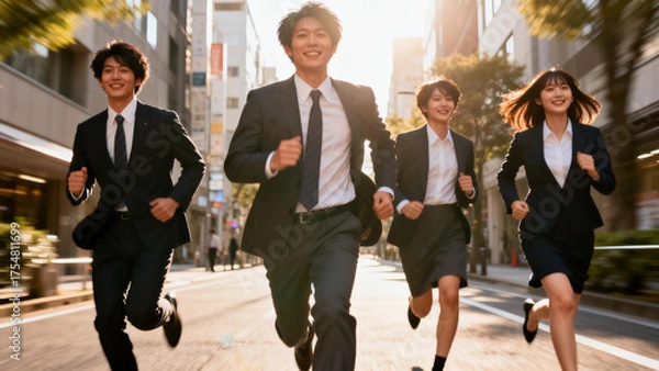 Fototapeta 走る若いビジネスマン