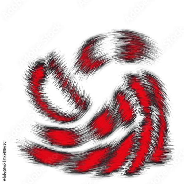 Fototapeta Dynamic abstract swirl of red and black brush strokes, resembling a fiery vortex or a stylized creature, conveying movement, passion, and artistic expression isolated on transparent background