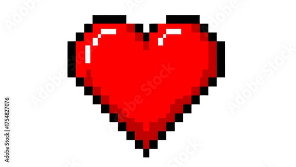 Fototapeta Pixel Heart Vector Illustration – Retro 8-Bit Love Symbol Isolated on Transparent Background