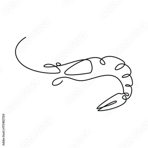 Obraz Shrimp one line. Vector drawing.
