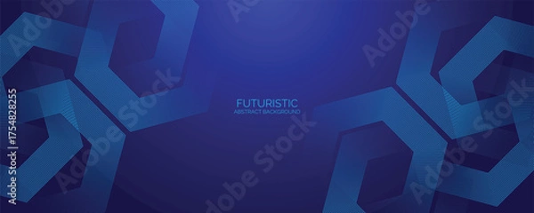 Fototapeta Abstract blue background with hexagons. Modern medical or health care scientific. Geometric stripe line art design for poster, brochure, cover, banner, header, website, presentation