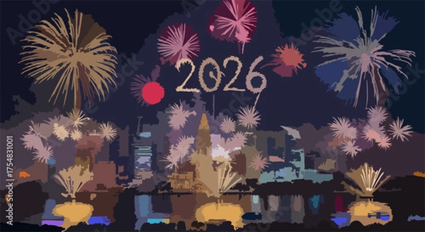 Obraz Countdown Clock and Glowing 2026 Numbers Vector