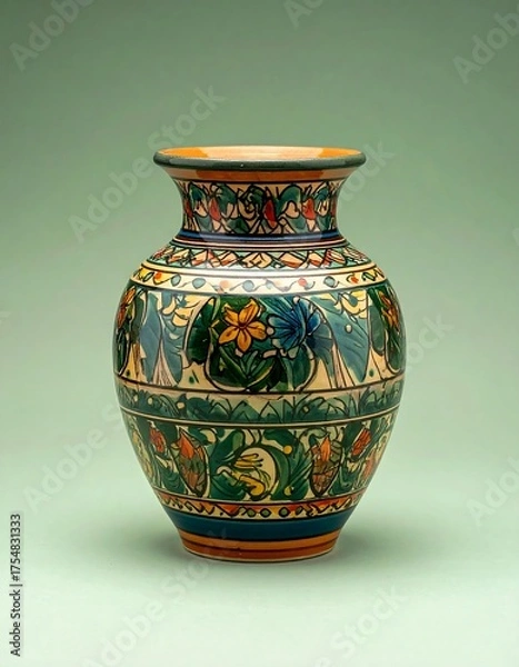 Obraz Decorative ceramic vase featuring floral and figurative designs