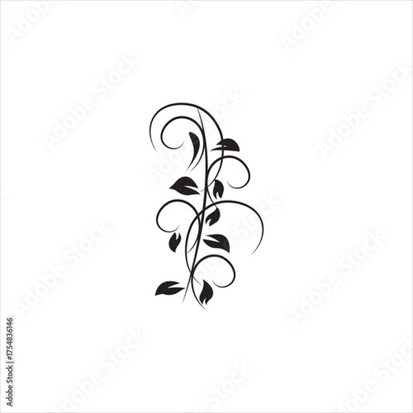 Fototapeta Minimal botanical leaf line art vector. Tattoo flower icon. simple botanical line drawings featuring delicate leaves and branches, ideal for logos, tattoos, invitations, and modern decor.