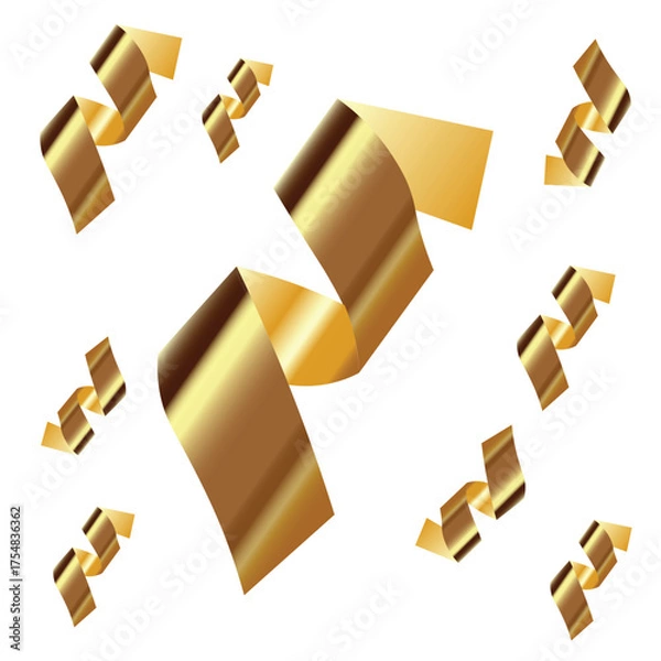 Fototapeta Golden falling confetti PNG – festive celebration background