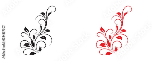 Fototapeta Minimal botanical leaf line art vector. Tattoo flower icon. simple botanical line drawings featuring delicate leaves and branches, ideal for logos, tattoos, invitations, and modern decor.