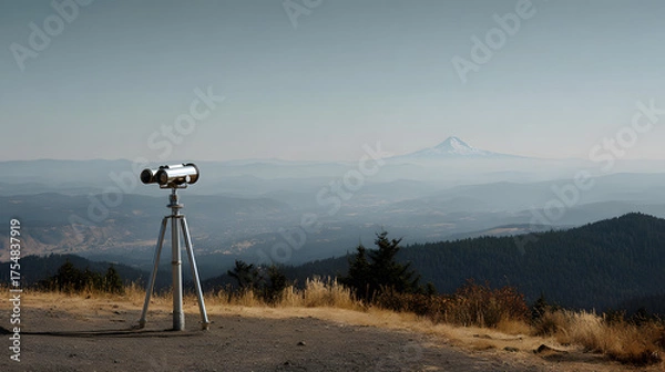 Obraz Scenic view of binoculars overlooking a mountain range on a sunny day