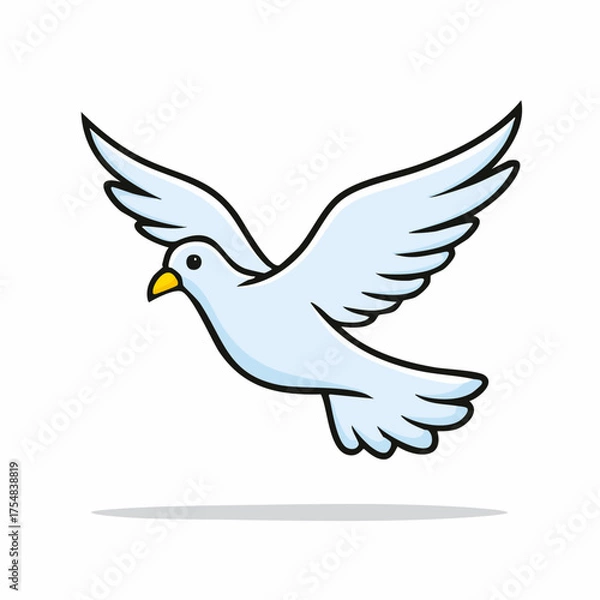 Obraz doodle vector icon Free flying white dove isolated