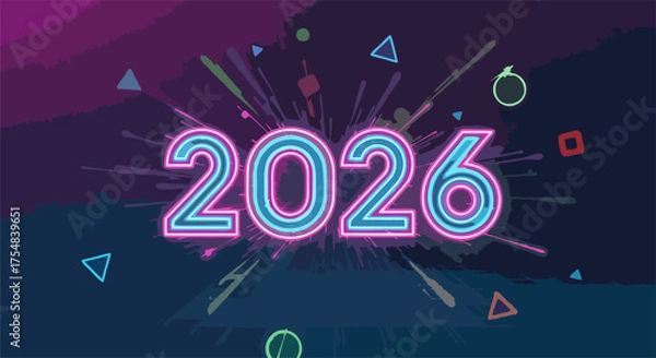 Obraz 3D Golden 2026 Typography with Spark Effects